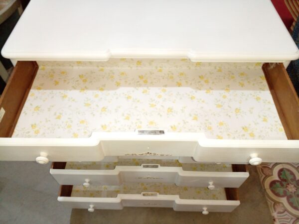 COMODA ANTIGUA 5 CAJONES ESTILO INGLES MACIZA PATINADA BLANCO VINTAGE. COD: 95507 - Image 10