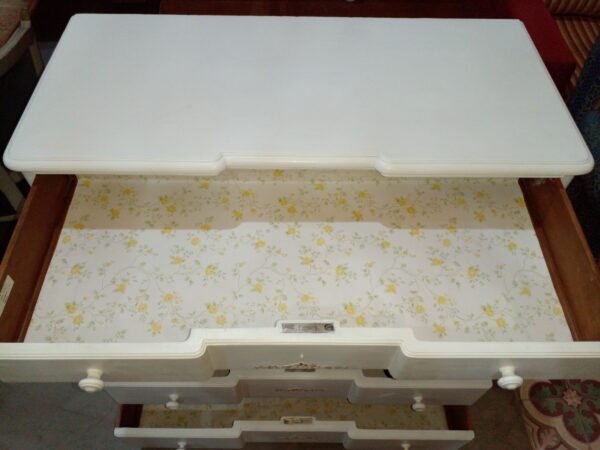 COMODA ANTIGUA 5 CAJONES ESTILO INGLES MACIZA PATINADA BLANCO VINTAGE. COD: 95507 - Image 11