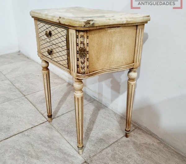 MESA DE LUZ ESTILO FRANCES LUIS XVI CON MARMOL ONIX ANTIGUAS. COD: 95401 - Image 4