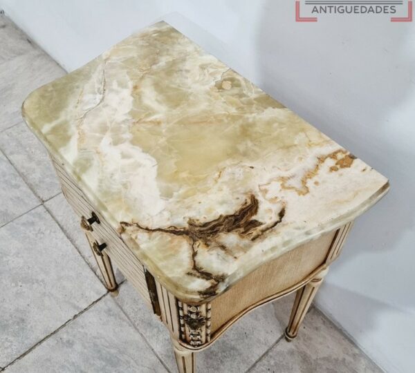 MESA DE LUZ ESTILO FRANCES LUIS XVI CON MARMOL ONIX ANTIGUAS. COD: 95401 - Image 6