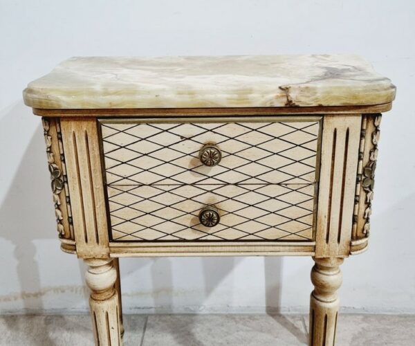 MESA DE LUZ ESTILO FRANCES LUIS XVI CON MARMOL ONIX ANTIGUAS. COD: 95401 - Image 5