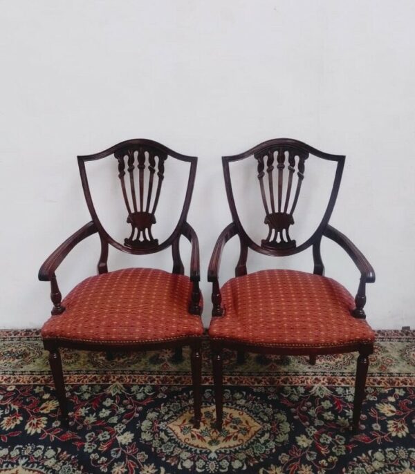 JUEGO DE 6 SILLAS Y 2 SILLONES DE CABECERA ESTILO INGLES SHERATON. COD: 95103 - Image 7
