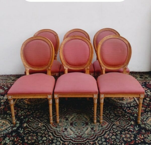 SILLA ESTILO FRANCES LUIS XVI MEDALLON 6 SILLAS FRANCESAS. COD: 95513