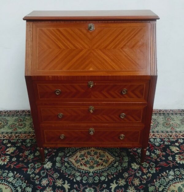 MUEBLES ESCRITORIO SECRETER INGLES EN CAOBA, TAPA VOLCABLE. COD: 95903