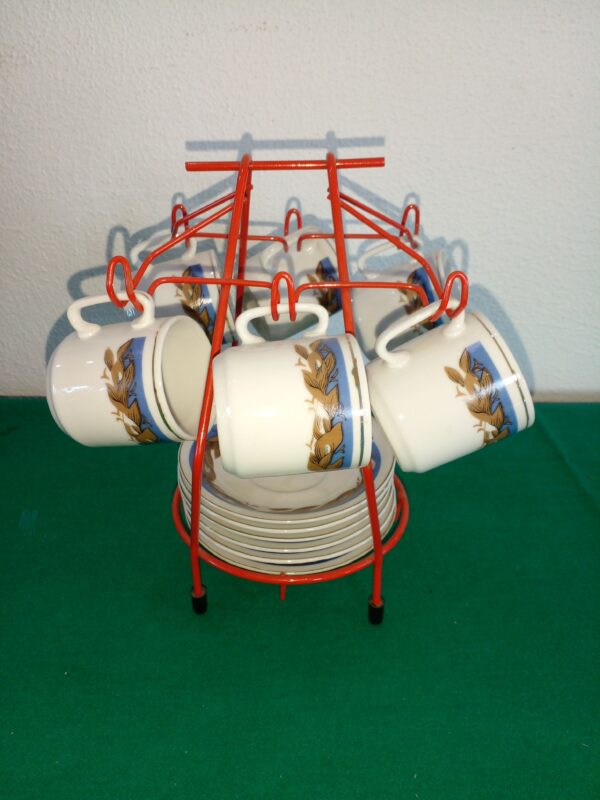 JUEGO DE CAFE PARA 6 PERSONAS CON SOPORTE PARA TAZAS Y PLATOS PORCELANA CHINA. COD: 74102 - Image 4
