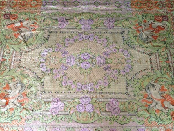 TAPIZ ANTIGUO DE SEDA IDEAL DECORACION O CUBRECAMA CON QUERUBINES. COD: 96409 - Image 4