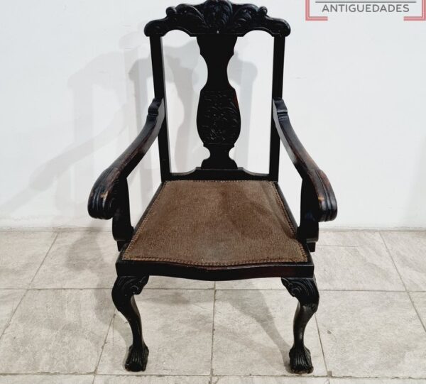 SILLON UN CUERPO ESTILO INGLES CHIPPENDALE RESPALDO TALLADO. COD: 96502
