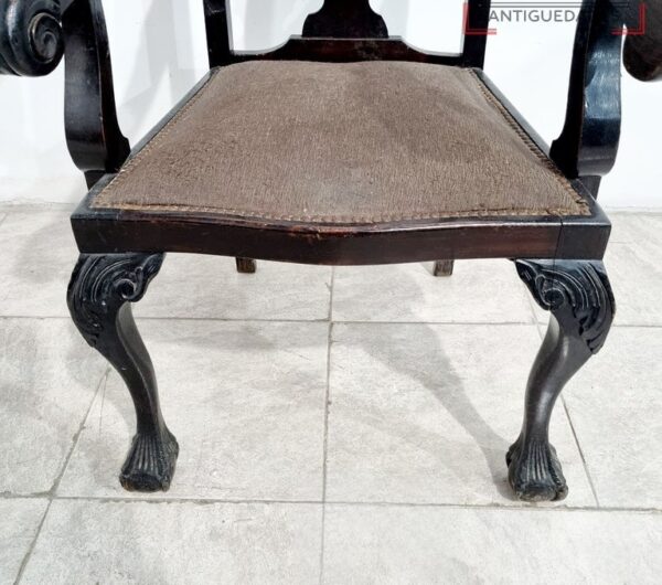 SILLON UN CUERPO ESTILO INGLES CHIPPENDALE RESPALDO TALLADO. COD: 96502 - Image 5