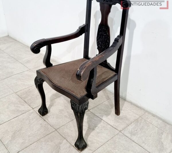 SILLON UN CUERPO ESTILO INGLES CHIPPENDALE RESPALDO TALLADO. COD: 96502 - Image 6