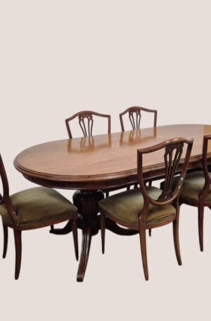 JUEGO DE COMEDOR ESTILO INGLES SHERATON 7 PIEZAS EXCELENTE. COD: 96201
