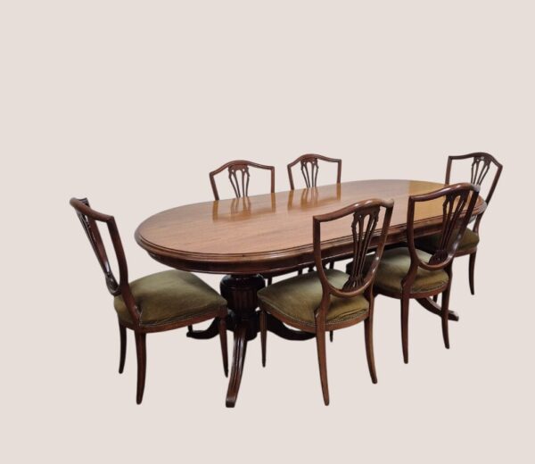JUEGO DE COMEDOR ESTILO INGLES SHERATON 7 PIEZAS EXCELENTE. COD: 96201
