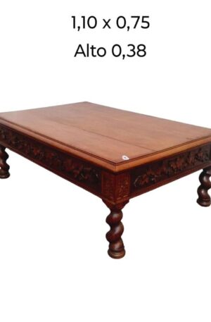 MESA RATONA ANTIGUA EN NOGAL ITALIANO ESTILO SALOMONICO TALLADA. COD: 96604