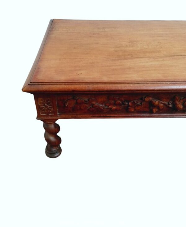 MESA RATONA ANTIGUA EN NOGAL ITALIANO ESTILO SALOMONICO TALLADA. COD: 96604 - Image 6