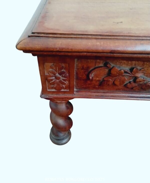 MESA RATONA ANTIGUA EN NOGAL ITALIANO ESTILO SALOMONICO TALLADA. COD: 96604 - Image 12
