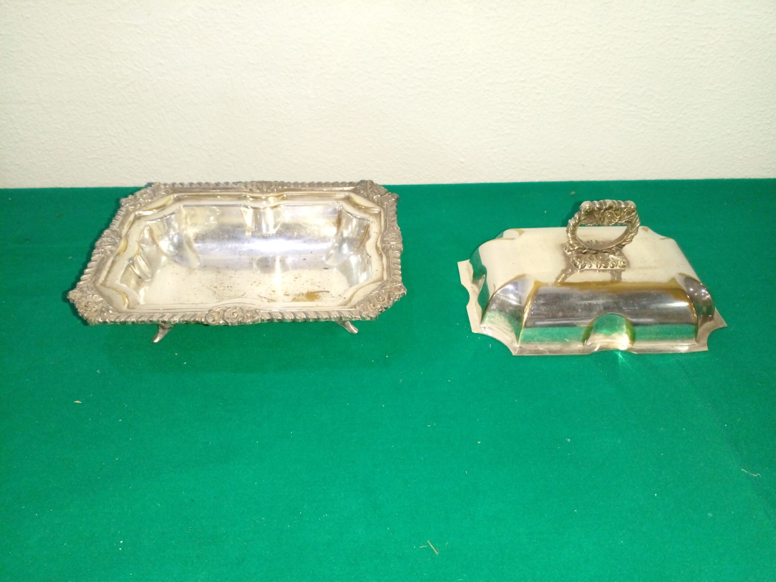 CENTRO DE MESA METAL PLATEADO ANTIGUO SELLADO PLATERIA ESCUDO. COD: 97406 - Image 6