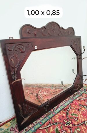 ESPEJO PERCHERO ANTIGUO EN ROBLE, ESTILO ART NOVEAU. COD: 99005