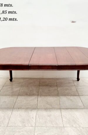 MESA DE COMEDOR ESTILO INGLES REINA ANA ANTIGUA CON TABLA DE ALARGUE. COD: 97609