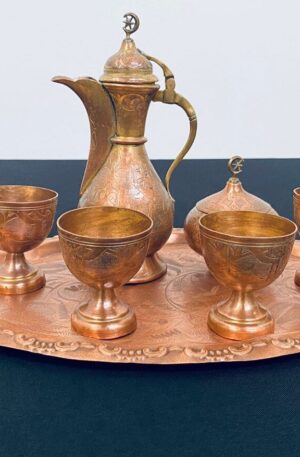 JUEGO DE CAFE O TÉ , TURCO EN COBRE 7 PIEZAS. COD: 98404