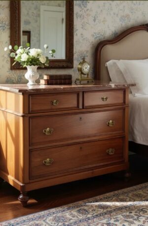 COMODA ANTIGUA ESTILO COLONIAL INGLES CON MARMOL. COD: 99407