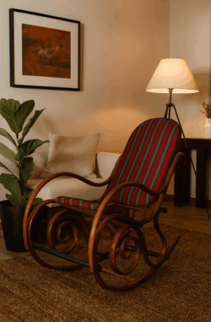 SILLON MECEDOR ANTIGUO ESTILO THONET DOBLE RULO ORIGINAL EN HAYA. COD: 100302