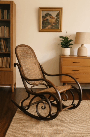 SILLON MECEDOR ANTIGUO ESTILO THONET ORIGINAL CON ESTERILLA VEGETAL. COD: 100107