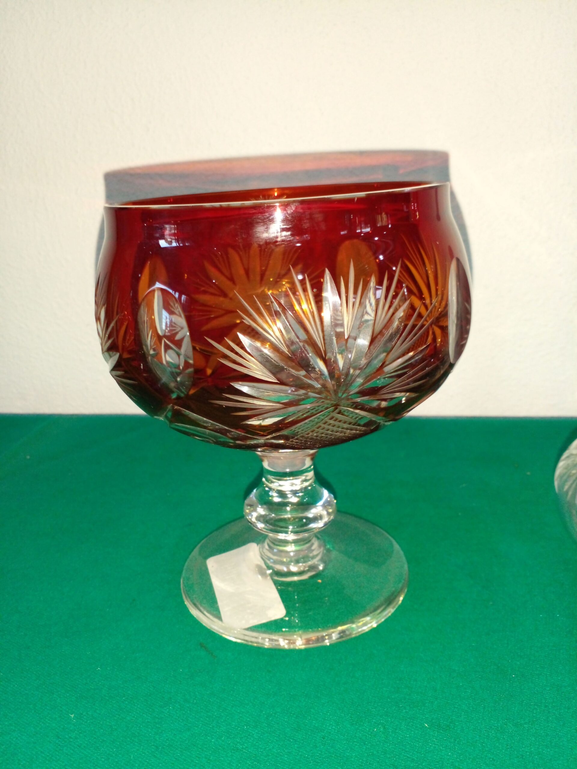 POTICHE DE CRISTAL ANTIGUO CARAMELERA COLOR RUBI Y CRISTALINO. COD: 101907 - Image 7