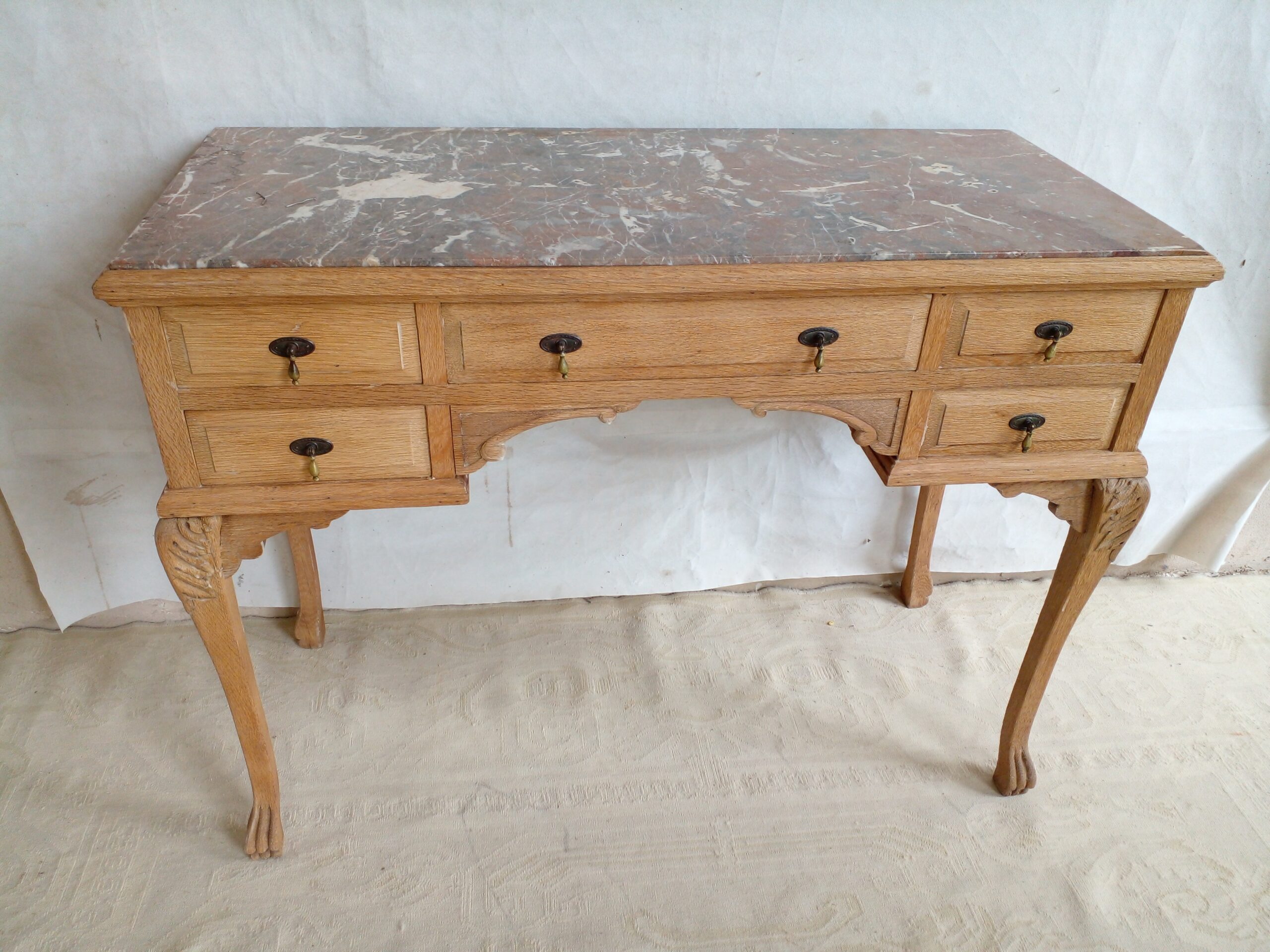 COMODA ANTIGUA DE ROBLE CON MARMOL ITALIANO TOCADOR DE ROBLE LAVADO. COD: 101603 - Image 3