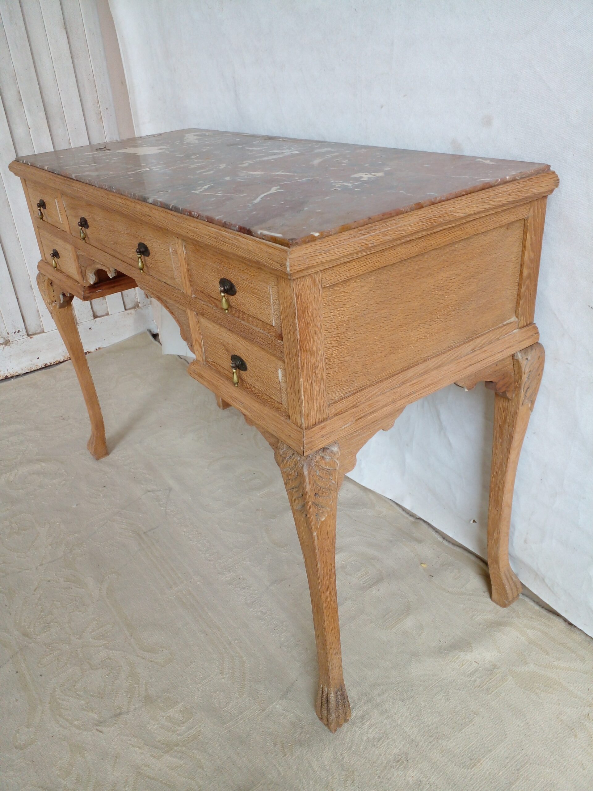 COMODA ANTIGUA DE ROBLE CON MARMOL ITALIANO TOCADOR DE ROBLE LAVADO. COD: 101603 - Image 6