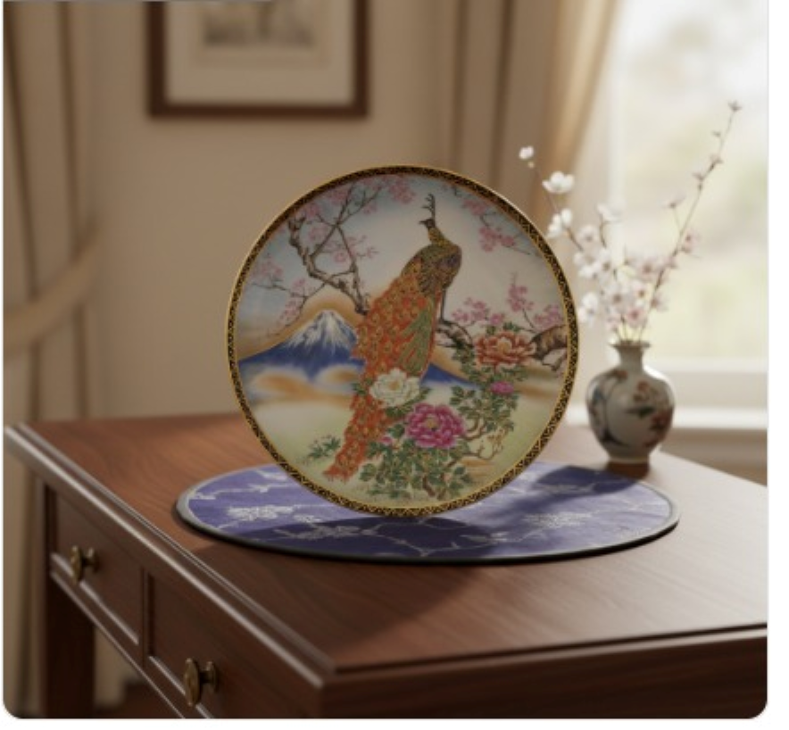 PLATO DECORATIVO PORCELANA TSUJI MOTIVO PAVO REAL. COD: 101932 - Image 2