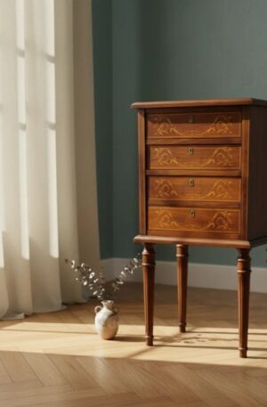 PETIT MUEBLE CHIFONIER 4 CAJONES ESTILO INGLES CON MARQUETERIA. COD: 101915