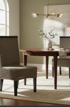 SILLA DE RATTAN DE INDONESIA , SILLAS ESTILO PARSON RATTAN Y MADERA LUSTRADA. COD: 103306
