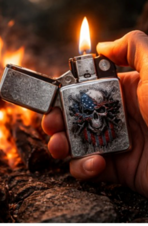 ENCENDEDOR ZIPPO ORIGINAL MODELO 207 AMERICAN SKULL . COD 207AM