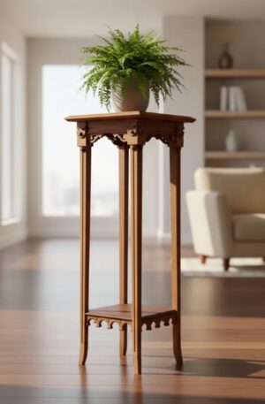 PEDESTAL ANTIGUO EN CEDRO ESTILO INGLES COLUMNA DECORATIVA. COD: 101922