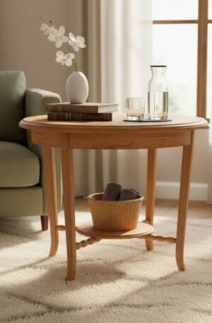 MESA DE SALA ANTIGUA OVAL EN CEDRO LAVADO NATURAL. COD: 101926