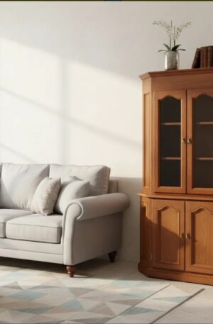 MODULAR CRISTALERO EN ROBLE CEREJEIRA IDEAL ESQUINERO. COD: 103302
