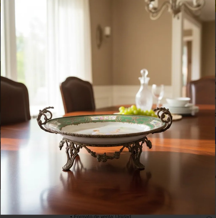 CENTRO DE MESA PORCELANA DE SEVRES CON MONTURA DE BRONCE. COD: 104601