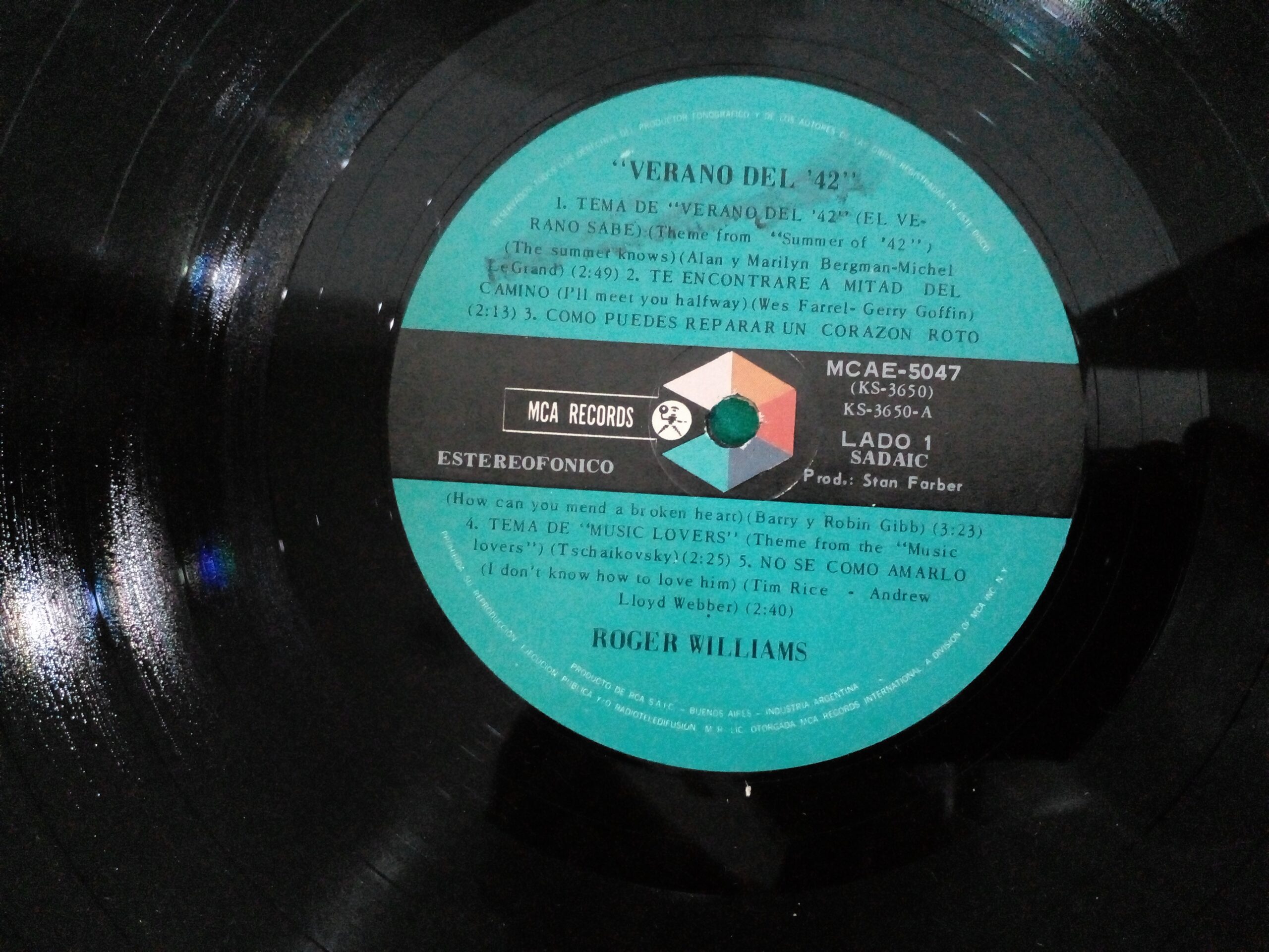 DISCO VINILO LP ROGER WILLIAMS AÑO 1971 TITULO VERANO DEL 42. - Image 7