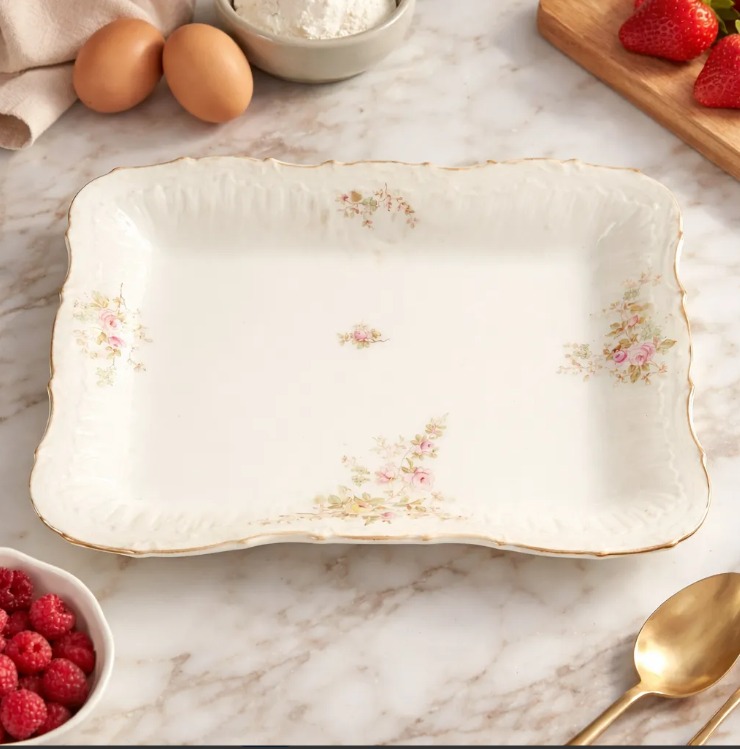 BANDEJA ANTIGUA DE PORCELANA ALEMANA SELLADA Y NUMERADA FUENTE PORCELANA. COD: 102901