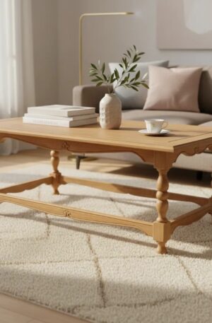 MESA RATONA ANTIGUA ESTILO FRANCES PROVENZAL MADERA LAVADA NATURAL. COD: 103803