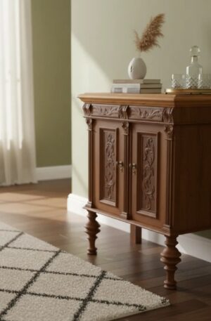 MUEBLE ANTIGUO RENACIMIENTO ITALIANO EN MADERA DE NOGAL TALLADO. COD: 103902