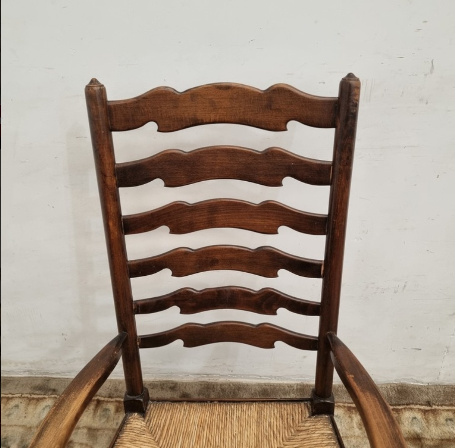 SILLON MECEDOR ANTIGUO ESTILO COLONIAL ASIENTO ENJUNCADO NATURAL. COD: 104103 - Image 5