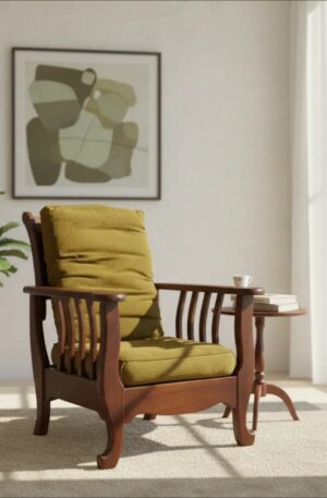 SILLON UN CUERPO RECLINABLE DE ROBLE ESTILO INGLES COUNTRY. COD: 104202
