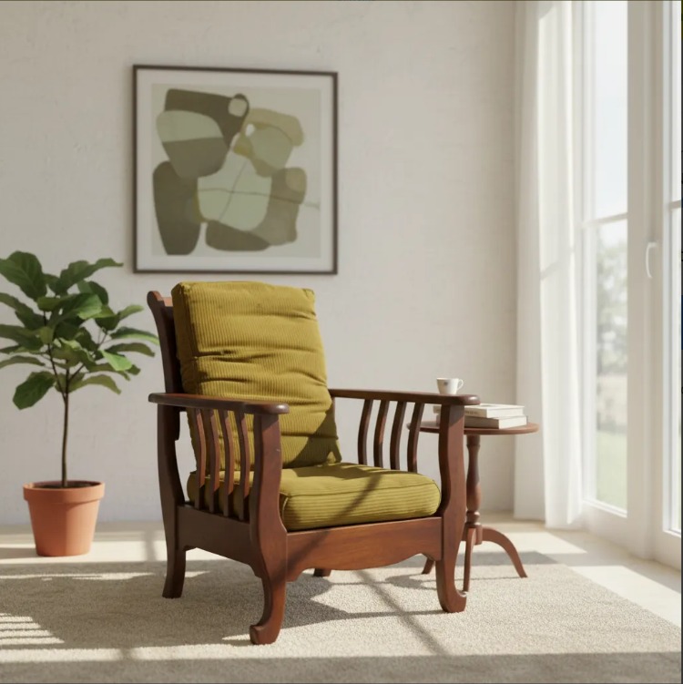 SILLON UN CUERPO RECLINABLE DE ROBLE ESTILO INGLES COUNTRY. COD: 104202