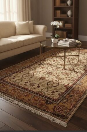 ALFOMBRA ANTIGUA DE LANA INDO - PERSA ANUDADA A MANO 4.60 X 2.40 MTS. COD: 105402