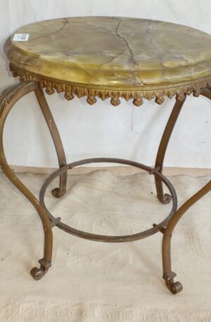 MESA DE SALA ANTIGUA EN BRONCE Y MARMOL ONIX PARA RESTAURAR. COD: 103904 VENDIDO