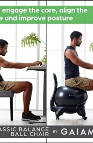 SILLA ERGONOMICA GAIAM CON PELOTA 52 CM PILATE POSTURAL. COD: 102704