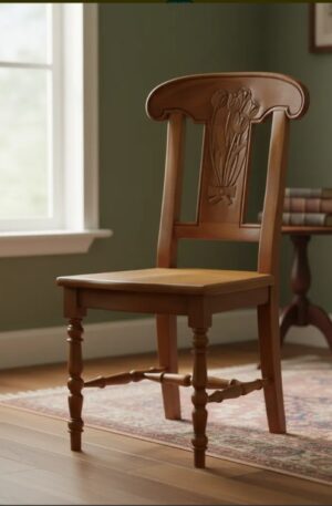 SILLA DE COMEDOR EN ROBLE TALLADO ESTILO ART NOVEAU. COD: 103602