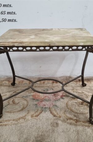 MESA DE SALA ANTIGUA BRONCE Y MARMOL ONIX AÑOS 1950. COD: 103903