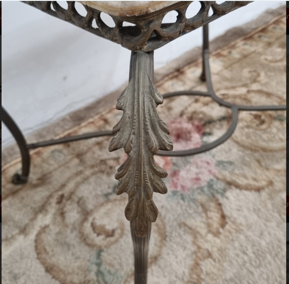 MESA DE SALA ANTIGUA BRONCE Y MARMOL ONIX AÑOS 1950. COD: 103903 - Image 6