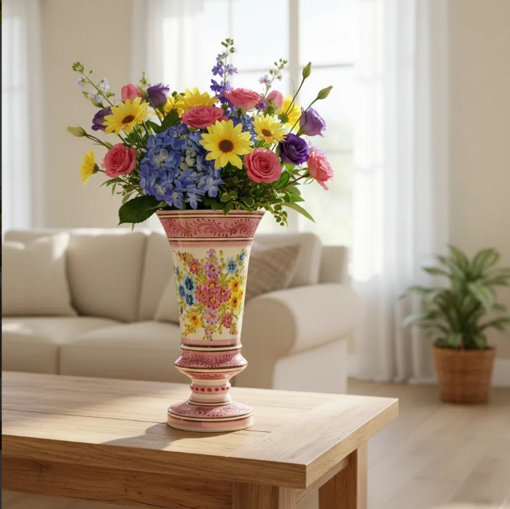 FLORERO VINTAGE CERAMICA ESMALTADA ITAIPAVA BRASIL. COD: 105701